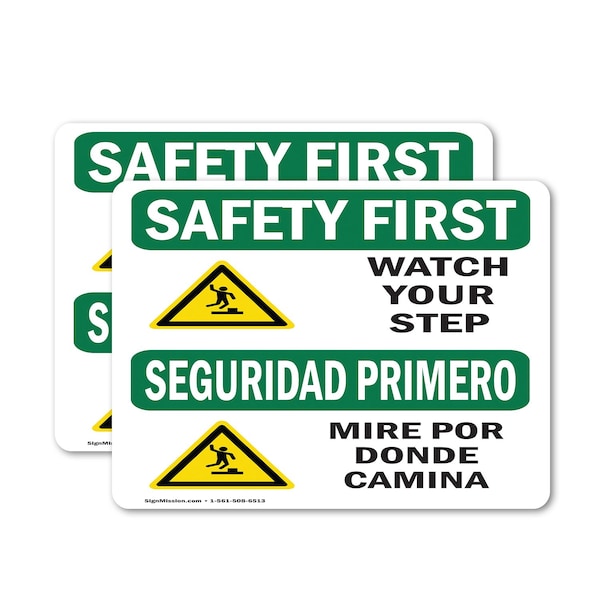 Signmission 3.5 in Height, 5 in Width, Vinyl Decal, Rectangle, Bilingual OS-2PACK-SF-D-35-L-10887 - main